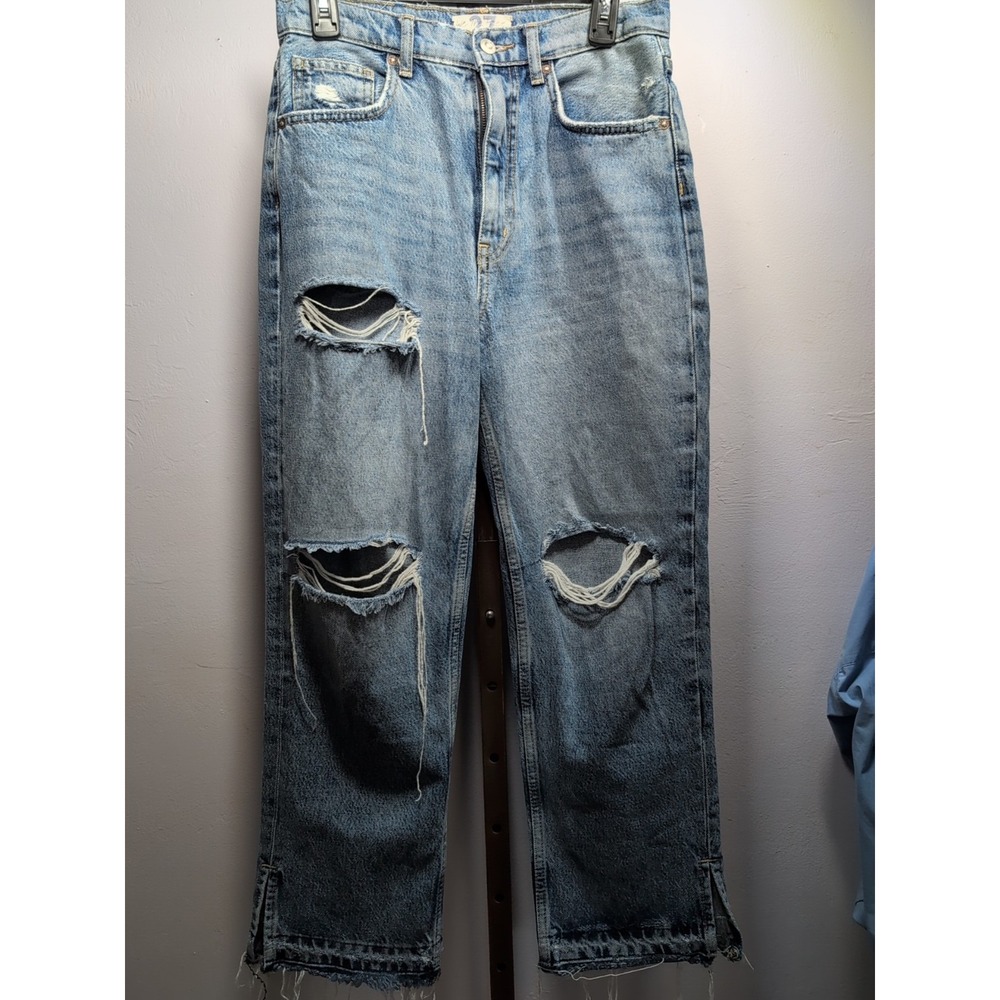We The Free Womens Jeans Blue‎ Distressed Light Wash  Size 27